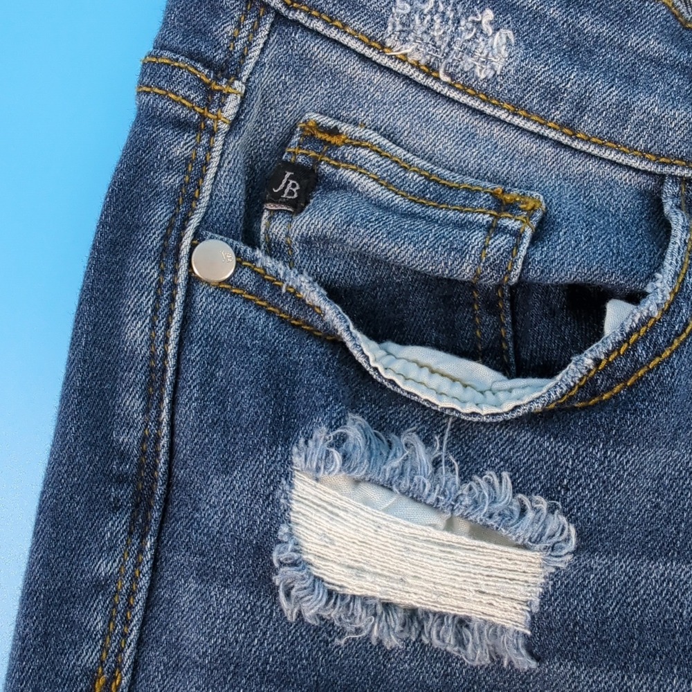 Judy Blue Skinny Fit Distressed Leopard Patch Jeans Medium Wash JB8265MD 7/28 - Picture 5 of 14